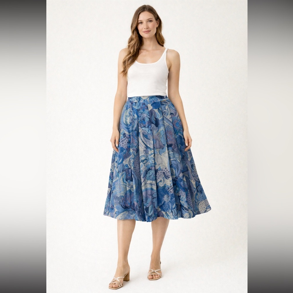 Vintage Austrian Geiger wool pleated Floral Skirt